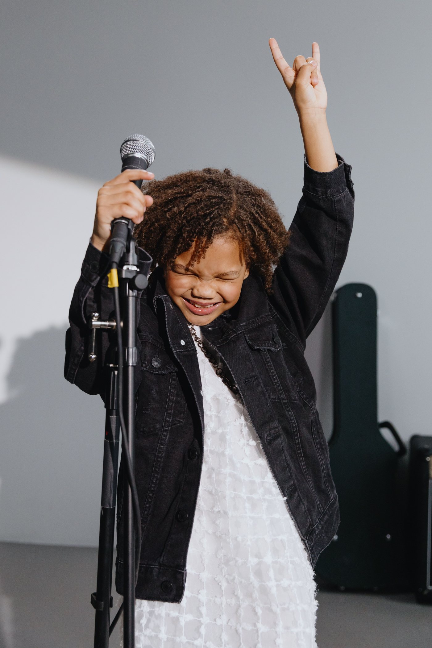 Young performer expressing himself on stage